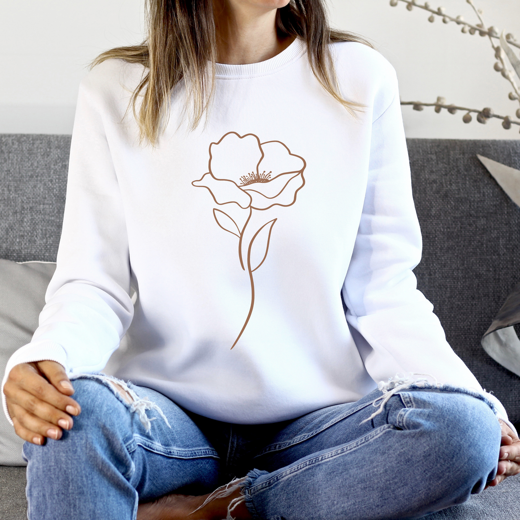 Crewneck - couleurs classiques - fleur épurée - Adulte